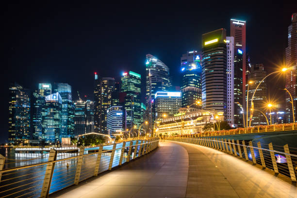 istock empty footpath in midtown of modern city at night 823208656