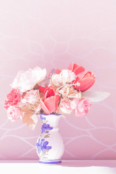 Flower in the vase pink color tone effect.