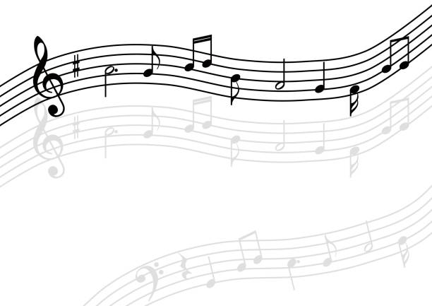 иллюстрация нотации персонала - musical note treble clef sheet music key signature stock illustrations