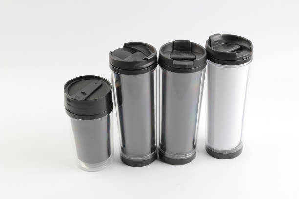 istock Shiny Metal travel thermo cup at board 823255476