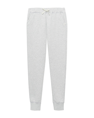Light gray sport sweatpants isolated white