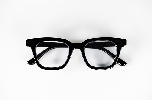 Close up eyeglasses, on white background