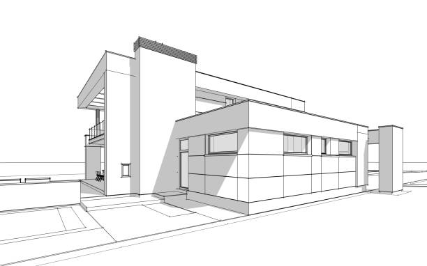 istock 3d rendering  sketch of modern cozy house 823267290