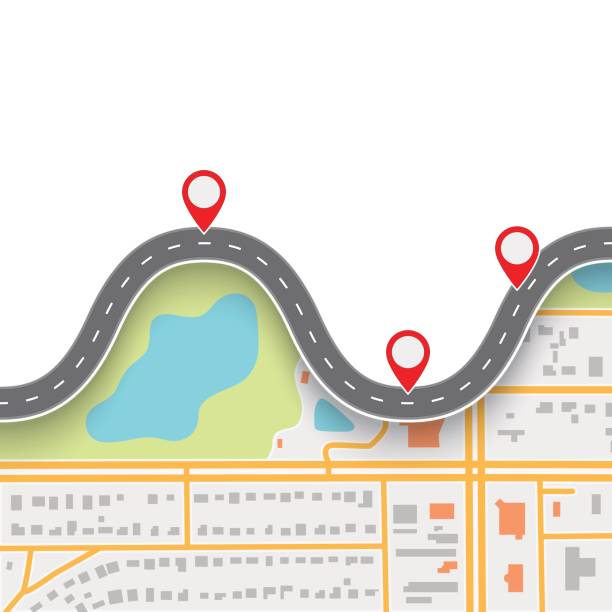 도 여행 경로입니다. gps 네비게이션 추상 지도에로 와인딩 - boulevard stock illustrations