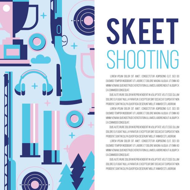 ilustraciones, imágenes clip art, dibujos animados e iconos de stock de conjunto de elementos de diseño vectorial con lugar para el texto. ilustración de vector. tiro skeet. - skeet shooting shooting clay target shooting