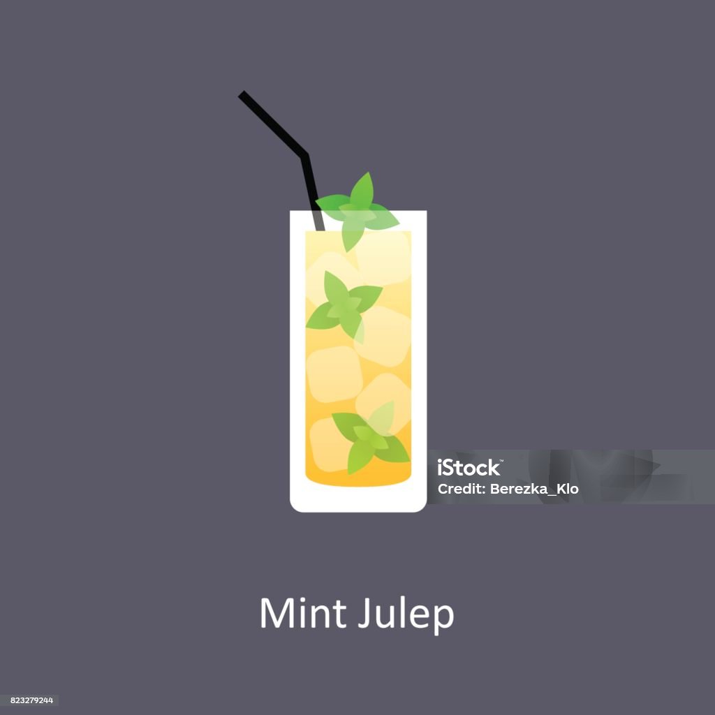 Mint Julep cocktail icon on dark background in flat style Mint Julep cocktail icon on dark background in flat style. Vector illustration Mint Julep stock vector