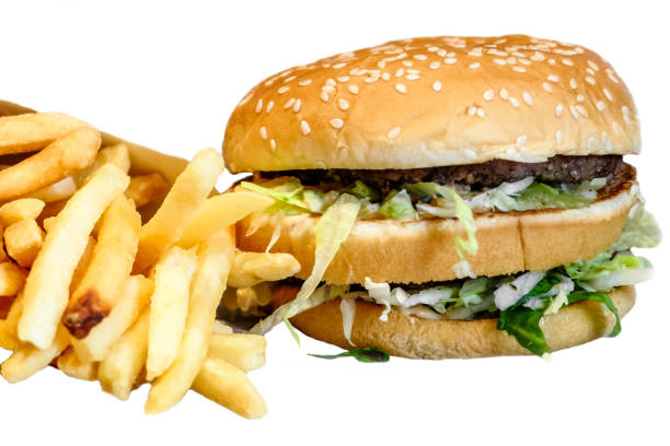 istock Double Burger with - unhealthy eating fast food 823279258