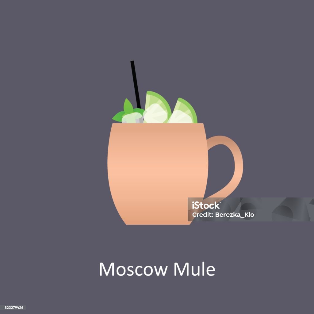 Ícone de cocktail Moscow Mule em fundo escuro em estilo simples - Vetor de Moscow Mule - Cocktail royalty-free