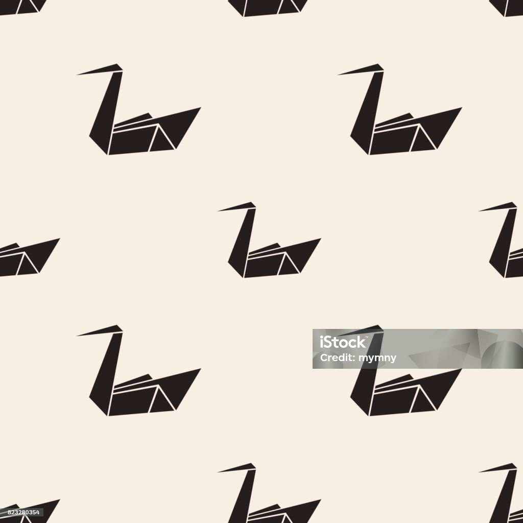 Paper Bird Pattern Seamless Monochrome Origami Bird Pattern Background Stock Illustration ...