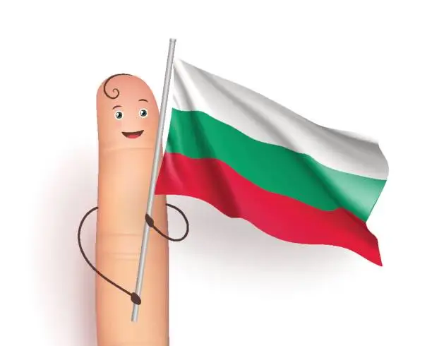 Vector illustration of Bulgaria flag hold by finger