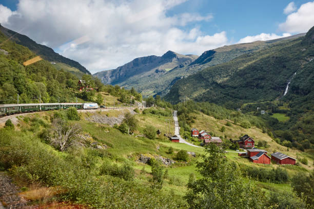 Flam railway landscape. Norwegian tourism highlight. Norway landmark. stock photo