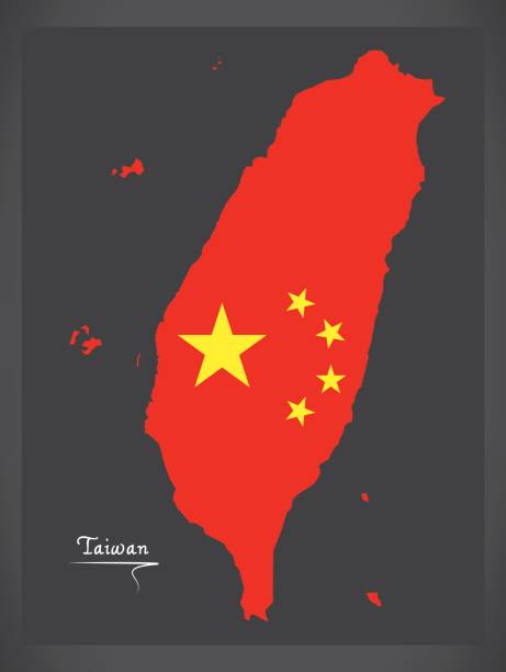 istock Taiwan China map with Chinese national flag illustration 823295818