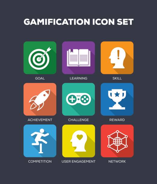 Gamification Flat Icons Set Gamification Flat Icons Set gamification badge stock illustrations