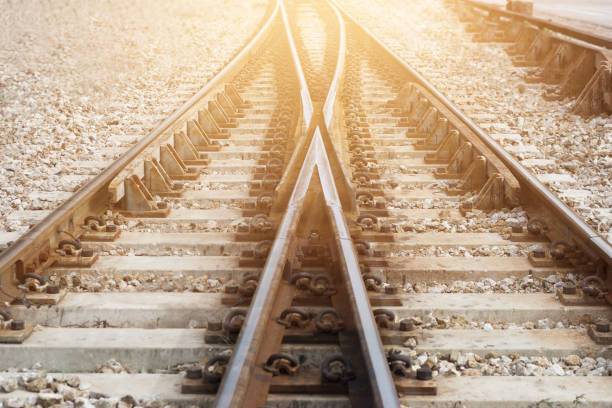 istock Train railway railroad track for junction 823299640