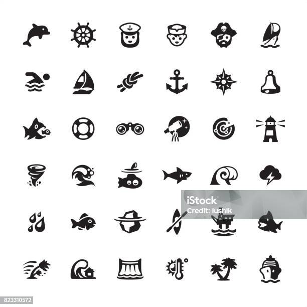 Seafaring Icons Set Stock Illustration - Download Image Now - Icon Symbol, Radar, Sea