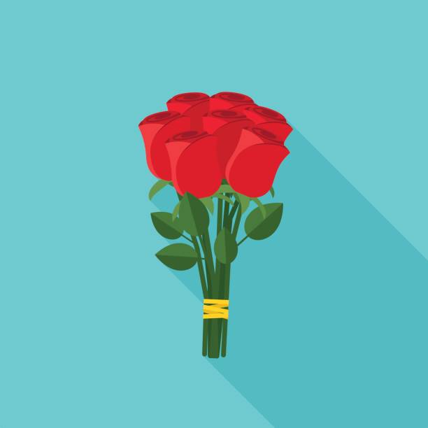 Bouquet of roses Bouquet of roses in flat style. Vector banner of red roses with long shadow. bouquet stock illustrations