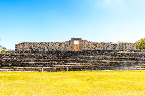 Main Plaza, Monte Alban, a large pre-Columbian archaeological site, Santa Cruz Xoxocotlan Municipality, Oaxaca State.  UNESCO World Heritage
