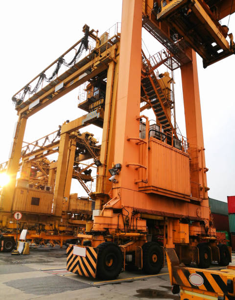 istock Rubber Tried Gantry Cranes (RTG) At Industrial Port 823320182
