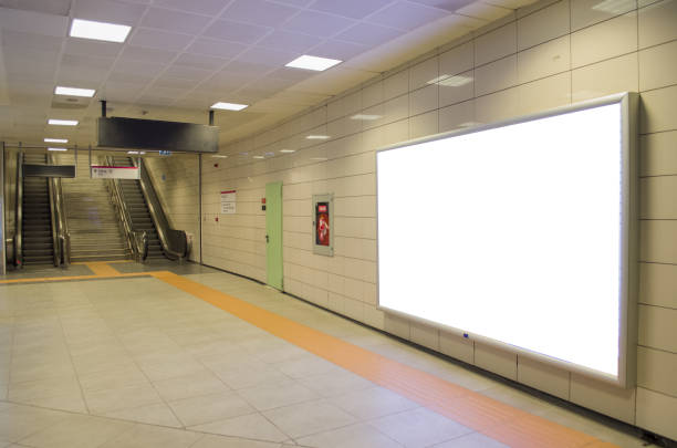 istock Vertical light box poster mockup in metro station 823323490