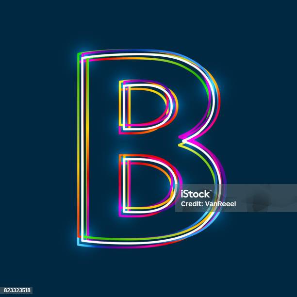 B Lettering Colorful Letter B Vector Multicolored Outline Font With Glowing Effect Isolated ...