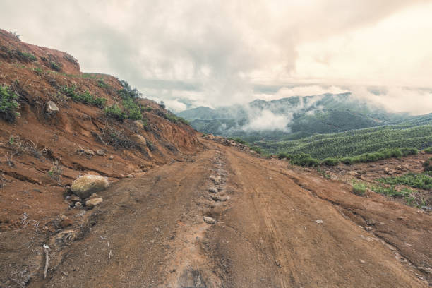 istock cobble stone road in mist under motion blur in mountain 823323718