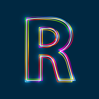 Font Coloured Letter R Letter R Vector Multicolored Outline Font With Glowing Effect Isolated ...