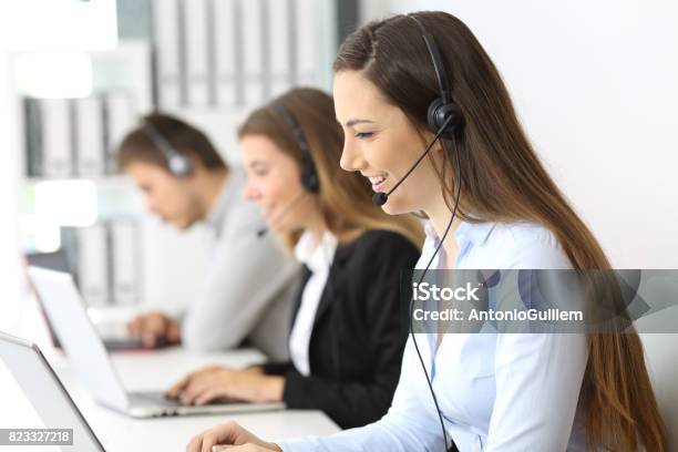 Telemarketer Working At Office Stock Photo - Download Image Now - Customer, Care, Customer Service Representative