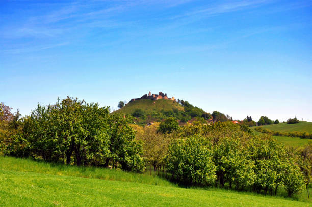 istock Landscape with castle ruin Branc on a hill 823327426