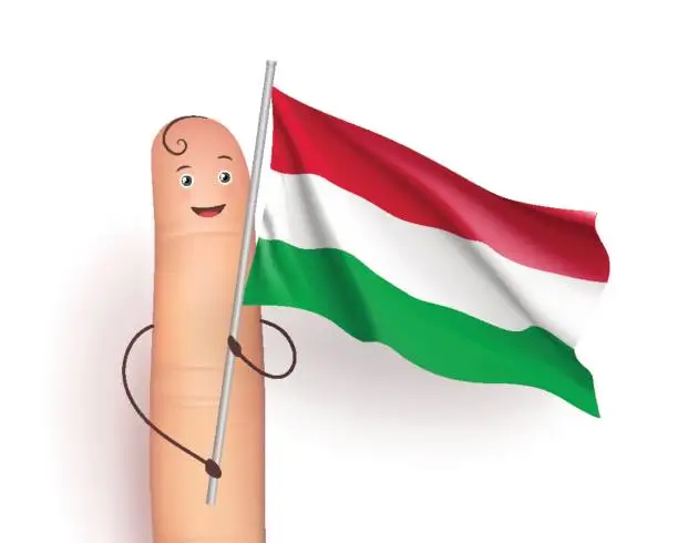 Vector illustration of Hungary flag hold by finger