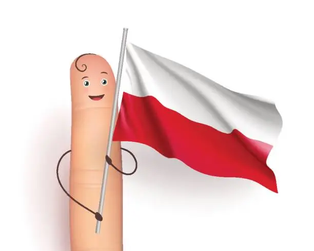 Vector illustration of Poland flag hold by finger