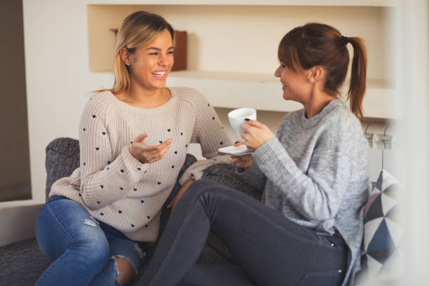 istock Two female friends enjoying coffee and small talk 823331504