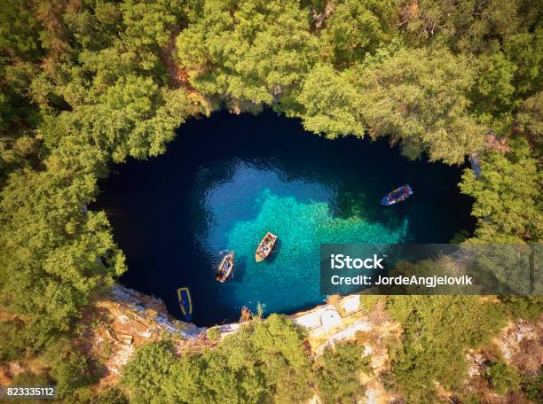 Cueva De Melissani Kefalonia Foto de stock y más banco de imágenes de Grecia - Europa del sur - Grecia - Europa del sur, Vista cenital, Kefalonia