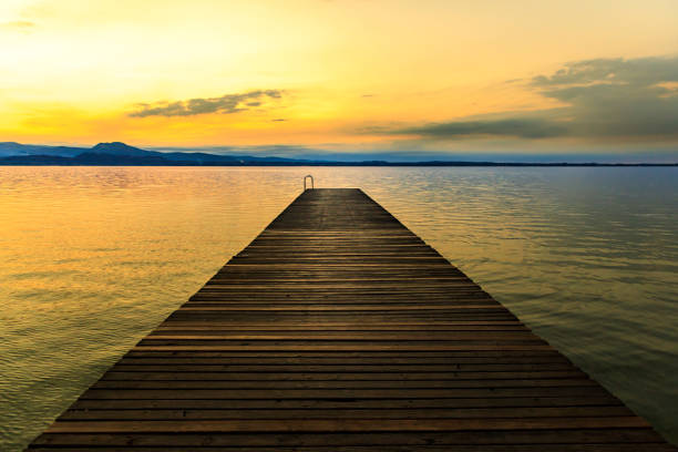 Wooden pier on sunrise
