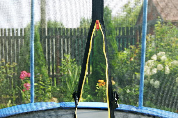 istock Children's trampoline for jumping in the open air 823336386