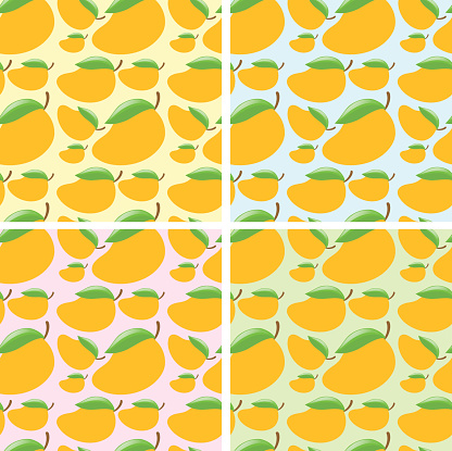 Seamless background design with mango illustration