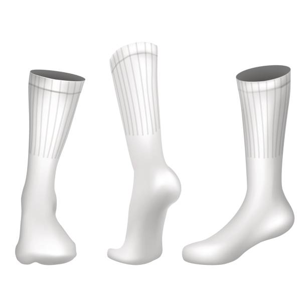 stockillustraties, clipart, cartoons en iconen met vector realistische voetbal sokken wit. sjabloon bewerkbare illustratie - lange sokken