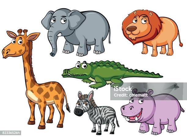 Different Kinds Of Animals With Unhappy Faces Stock Illustration - Download  Image Now - Animal, Animal Wildlife, Art - iStock