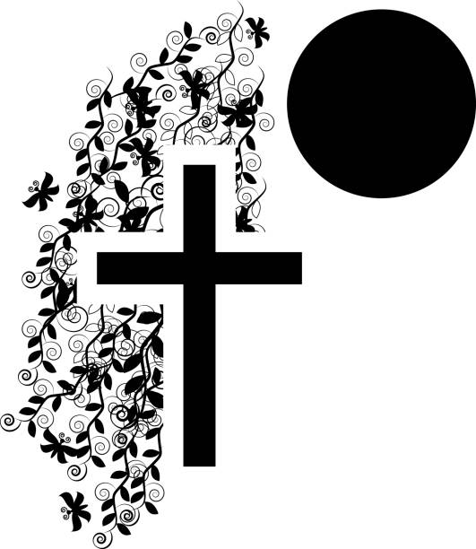 ilustrações de stock, clip art, desenhos animados e ícones de funeral icon cross - faith and religion. vector illustration - willow tree weeping willow tree isolated