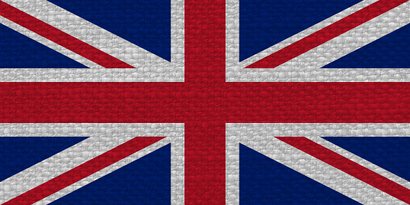 3d illustration of a soccer ball on the flag of the United Kingdom