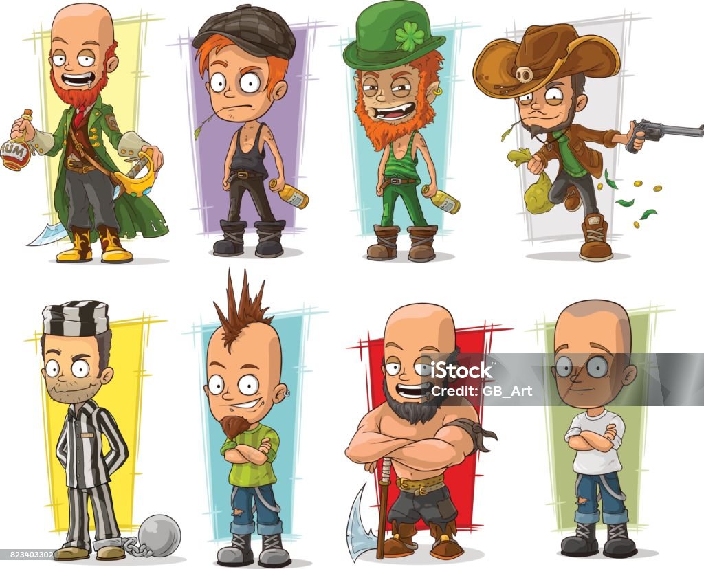 Diff Characters Cartoon Cartoon Cool Funny Different Characters Vector Set Stock Illustration ...
