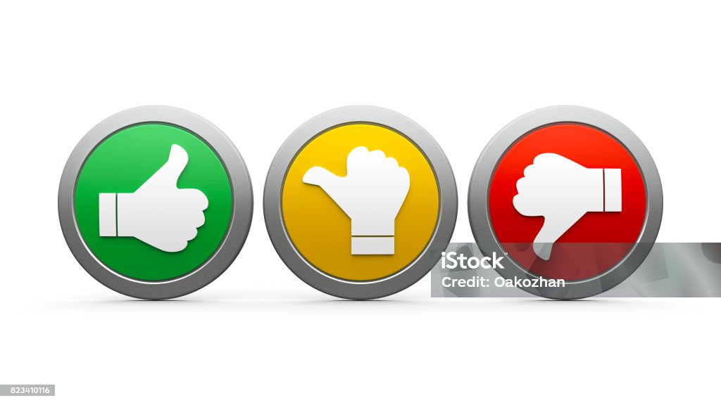 Icons customer satisfaction #3 Positive, neutral and negative icons isolated on white background - represents customer satisfaction and feedback, three-dimensional rendering, 3D illustration Icon Symbol Stock Photo