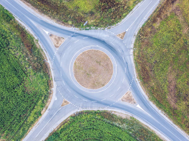 istock Aerial view of roundabout 823413540
