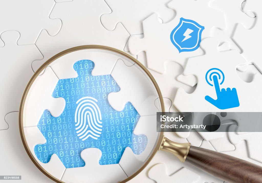 Biometric Verification 3D rendering illustration on the subject of Cybersecurity. Coordination Stock Photo