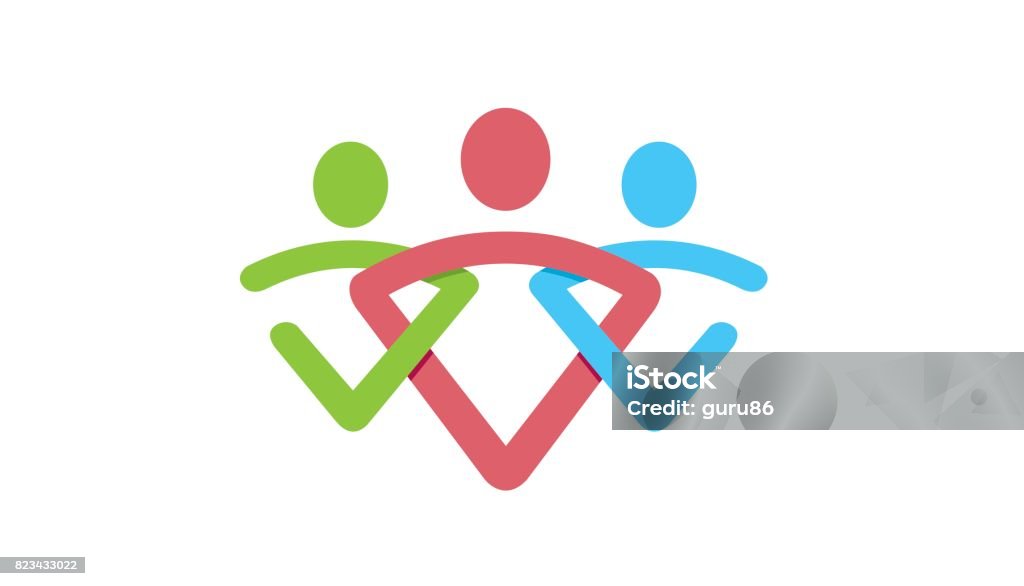 Colorful Abstract People Symbol Design Colorful Abstract People Symbol Design Illustration Community stock vector