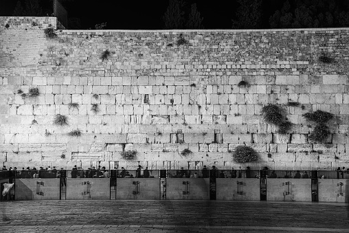Western Wall in Jerusalem at night