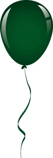 Vector illustration of drak green balloon ribbon