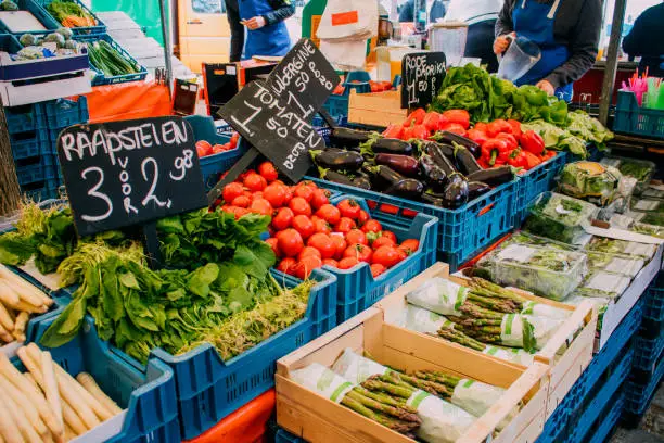 Photo of Fresh Vegetables on Market Stall