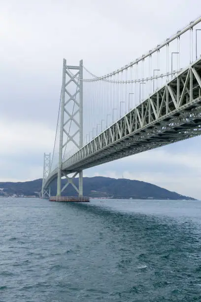 The Akashi Kaikyo Bridge in Kobe, Japan.