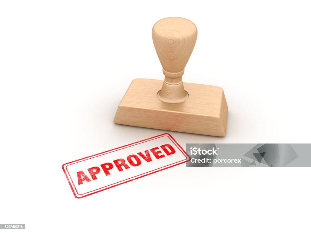 Approved Rubber Stamp - 3D Rendering Approved Rubber Stamp - White Background - 3D Rendering Rubber Stamp Stock Photo