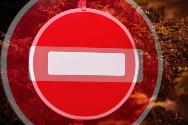 istock Sign prohibit street traffic red. 823451716